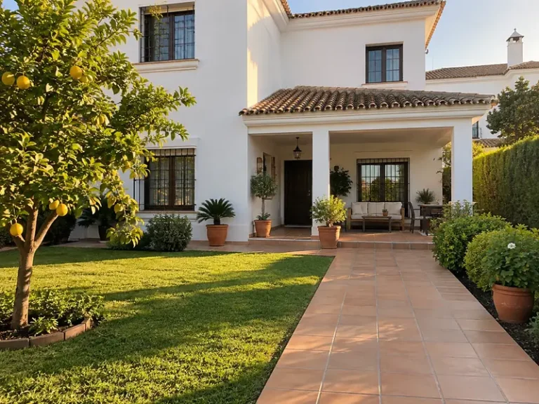 Limpieza de chalets en Alcalá de Guadaíra — jardín y terraza de un chalet tras la limpieza