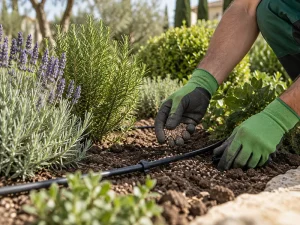 Detalle de mantenimiento de jardines realizado en Sevilla