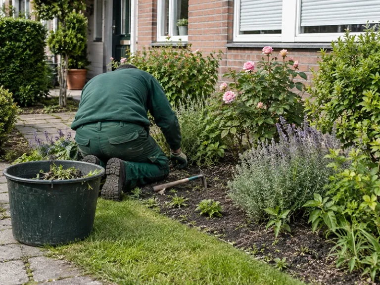 Mantenimiento de jardines en Utrera — jardín cuidado con césped, setos y parterres