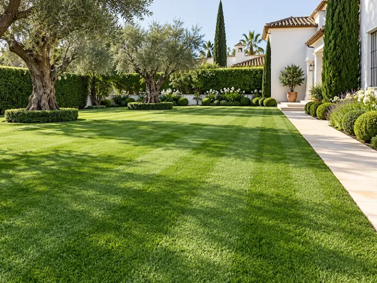 Corte de césped en Mairena del Aljarafe — césped recién cortado por jardineros de JAVORT