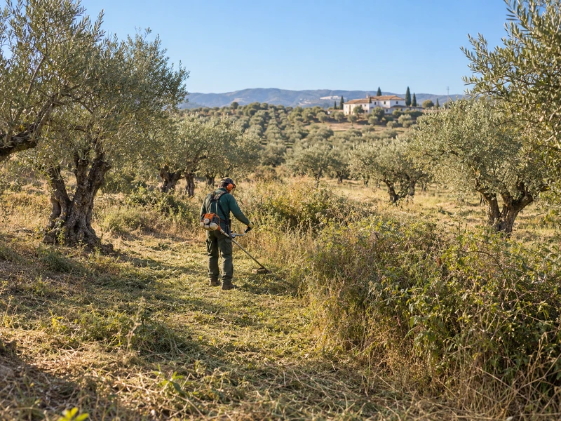 Desbroce de fincas en Sevilla entre olivos
