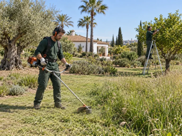 desbroce de parcelas en Lebrija — terreno desbrozado por los jardineros de JAVORT